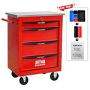4 Drawers Multifunctional Tool Cart with Wheels, Red & Black by HouseOfZazla
