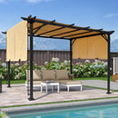 9.5 x 12 Ft Outdoor Pergola Patio Gazebo,Retractable Shade Canopy,Steel Frame Grape Gazebo,Sunshelter Pergola for Gardens,Terraces,Backyard-Khaki