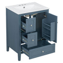 Modern Bathroom Vanity With Sink, Soft Close Drawers & Door, Storage Rack