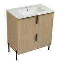Bathroom Vanity With Ceramic Sink, Fluted Design by HouseOfZazla