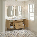 James Martin Laurent 60" Dual Mount Double Bathroom Vanity, Light Natural Oak