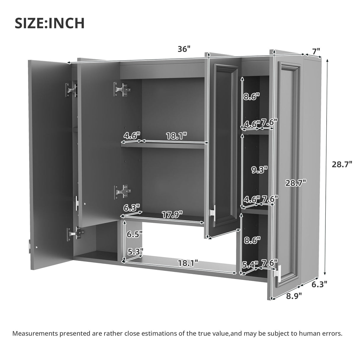 Wall Mounted Bathroom Cabinet With 5 Adjustable Shelves, photo 32 of 40