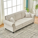 3 Seater Sofa With Tufted Upholstery, Rolled Arms, Nailhead Trim by Unique Piece Furniture