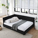 Mid-Century Storage Upholstered Tufted Bed Frame With Backrest And Armrests by HouseOfZazla