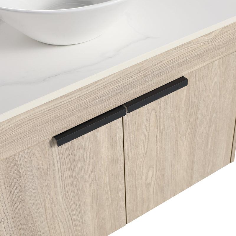 30" Modern Design Float Bathroom Vanity With Ceramic Basin Set, Wall Mounted White Oak Vanity With Soft Close Door, KD-PackingD-Packing Pieces