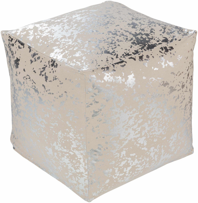 Katzelsdorf Metallic Silver Pouf