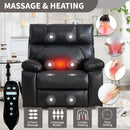 Black Leatheraire Heat Massage Recliner