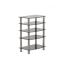 5 Tier Tempered Glass Side Table, Stainless Steel Frame End Table For Living Room, Bedroom - Black by HouseOfZazla