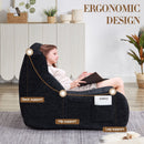 Bean Bag Chair With Armrests Oversized Comfy Beanbag Lounge Lazy Floor Sofa Accent Chair For Living Room - Black by HouseOfZazla