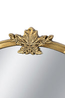 30x31" Round Wall Mirror with Gold Finish and Decorative Leaf Crest