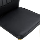 A modern minimalist rectangular dining table suitable for 6-8 people, a set of 6-piece PU leather backrest and gold metal legs modern dining chairs. F-OC