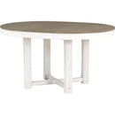 5-Piece Dining Table Set, Two-Size Round To Oval Extendable Butterfly Leaf Wood Dining Table and 4 Upholstered Dining Chairs with Armrests (Brown+White)