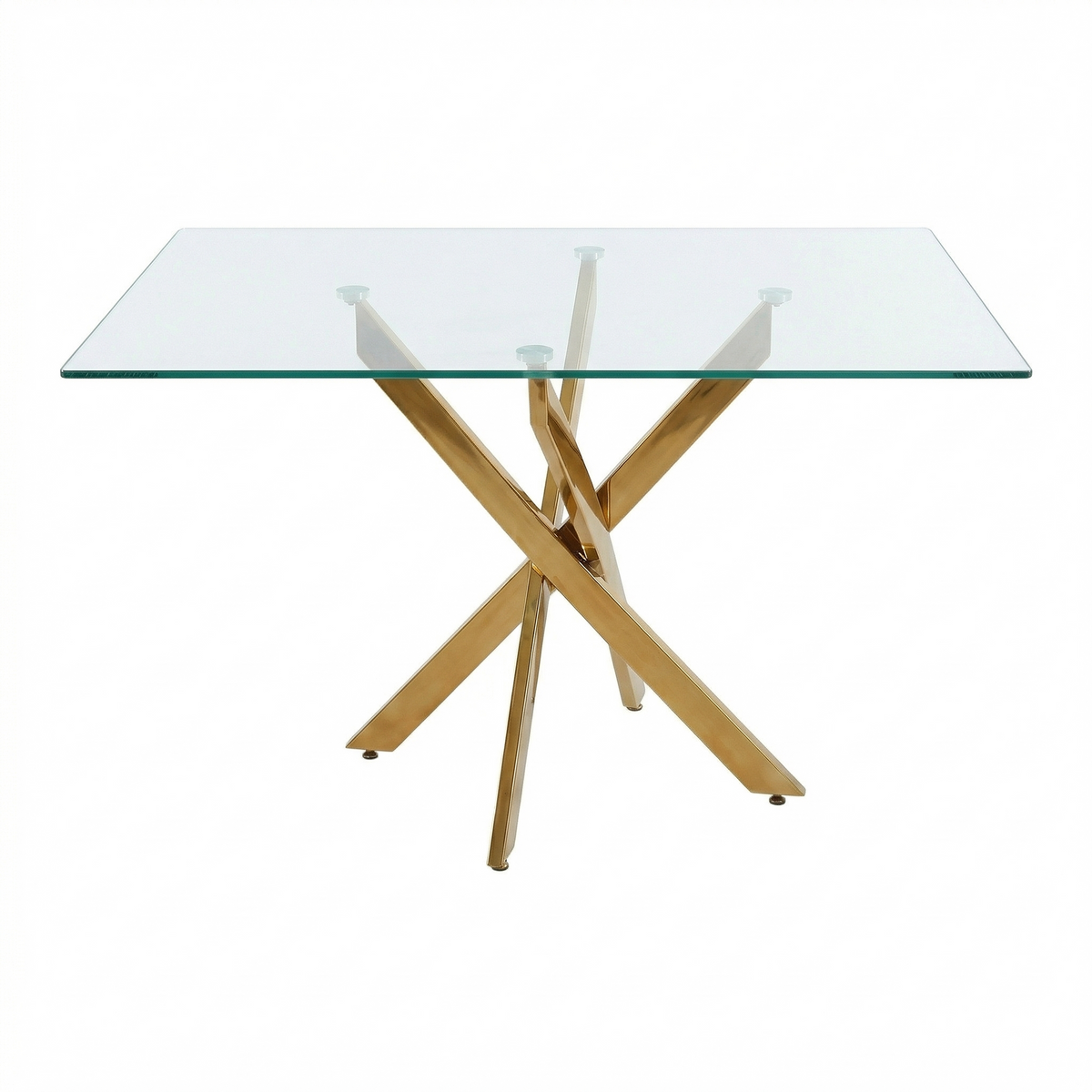 Rectangular Glass Dining Table with Gold-Plated Legs, photo 3 of 10