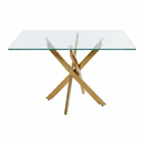Rectangular Glass Dining Table with Gold-Plated Legs