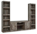 Gray 3-Piece Entertainment Center with Oak Grain Finish by Unique Piece Furniture