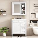 Bathroom Vanity With Top Sink, 2 Doors And 3 Drawers, Freestanding Set With Mirror Cabinet