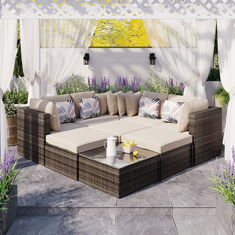 Walker Edison | Wicker 8-piece Outdoor Lounger Sofa Set