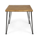 5 PCS Outdoor Dining Set for 4 with Acacia Wood Top & Rattan Chairs