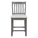 5-Piece Counter Height Dining Table Set in 2 Table Sizes with 4 Folding Leaves and 4 Upholstered Chairs for Dining Room (Gray+Beige Cushion)