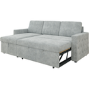 85 Inches Sofa Bed, 3 Seater Sleeper Sofa with Storage Chaise, Square Handrail With Pull and Copper nail,Chenille-Light Grey, Pull Out Couch for Living Room