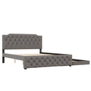 Upholstered Platform Bed With Trundle And 2 Sets Of USB Ports On Each Side, Fabric