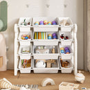 Multi Functional Kids Toy Storage Organizer Cabinet With Hdpe Shelf And 12 Bins - Gray White by HouseOfZazla