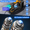 140W 150PSI 21V Battery Powered Tire Inflator Cordless Air Pump  Digital Air Compressor with LED Light for Cars Motorcycles Bicycles Balls