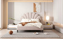 Upholstered Platform Bed With Flower Pattern Headboard by HouseOfZazla