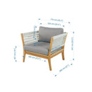 30.3" Outdoor Acacia Wood Patio Chair with Woven Rope Accents by HouseOfZazla