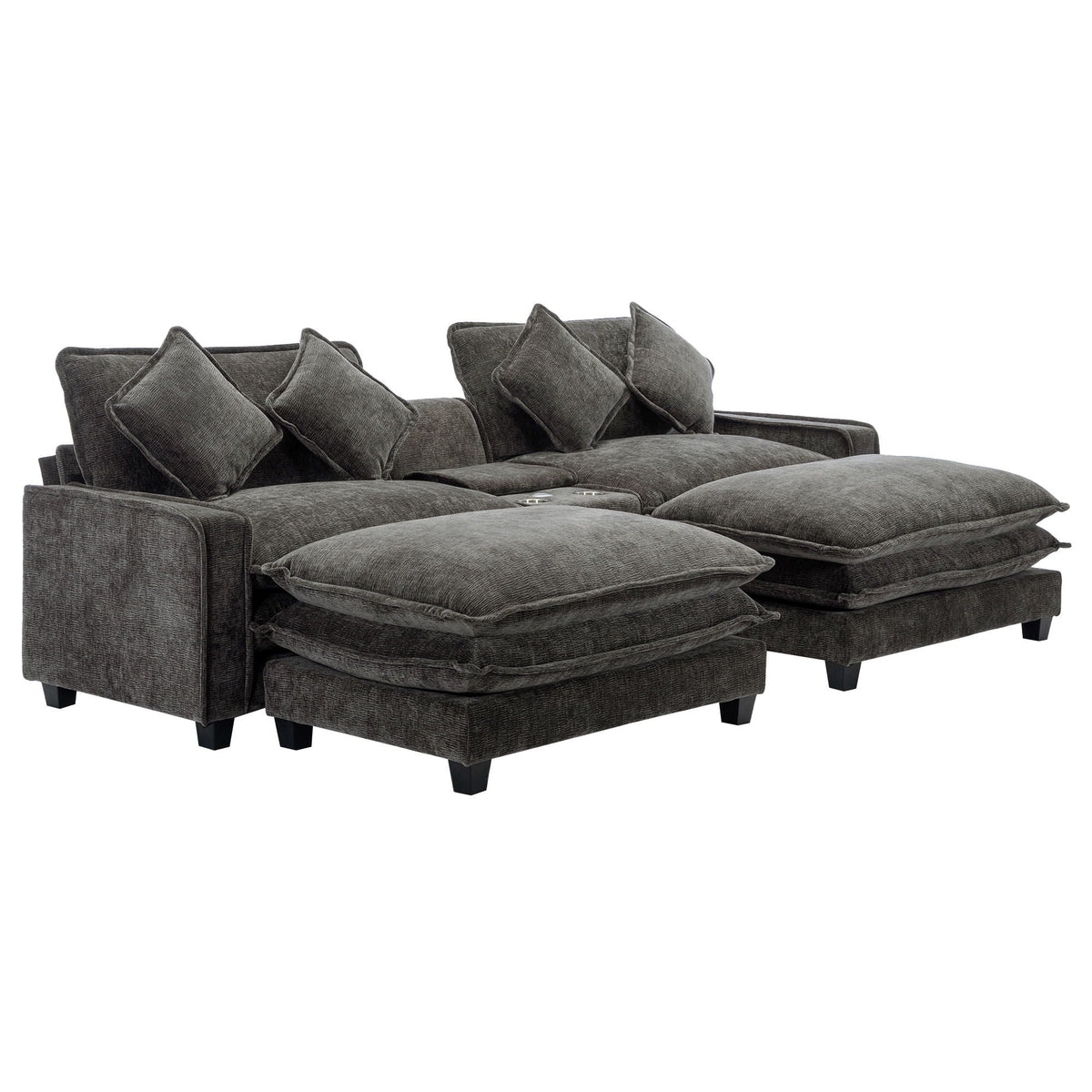 Modern Sectional Sofa With Removable Ottomans, USB Ports, photo 35 of 40