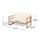 Outdoor Acacia Wood Loveseat and Coffee Table Set with Cushions