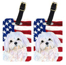 USA American Flag with Maltese Luggage Tag