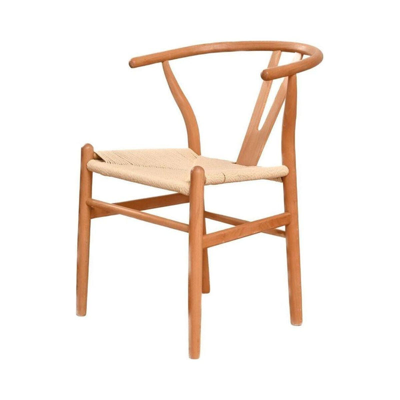Natural Solid Wood Wishbone Design Backrest Chair with Canvas Seat for Dining Room and Kitchen
