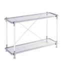 43.31" Chrome Glass Sofa Table, Acrylic Side Table, Console Table for Living Room& Bedroom