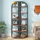 Tall 6 Tier Corner Shelf, Freestanding Bookshelf For Living Room - Rustic Brown by HouseOfZazla
