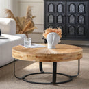Modern Round Coffee Table With Wooden Carving Pattern by Unique Piece Furniture