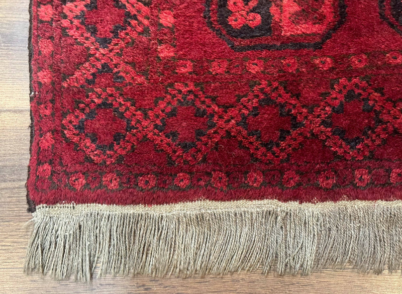 Afghan Turkoman Bokhara Bashir Rug 3x6, Red