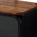 40.94" Glass Doors Modern Three-door Cabinet with Featuring Two-tier Storage, Unique Fir Cabinet Top, for Entryway, Living Room, Home Office, Dining Room