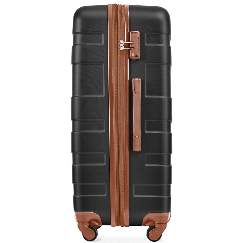 20-Inch Carry-On Luggage with Expandable Travel Bag Set, ABS Hard Shell Two-piece suitcase set, black and brown