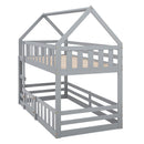 Twin Over Twin House Bunk Bed With Fence And Door by Unique Piece Furniture
