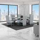 Michelle - Dining Table With Double Pedestal Marble Detailing - Gray by Unique Piece Furniture