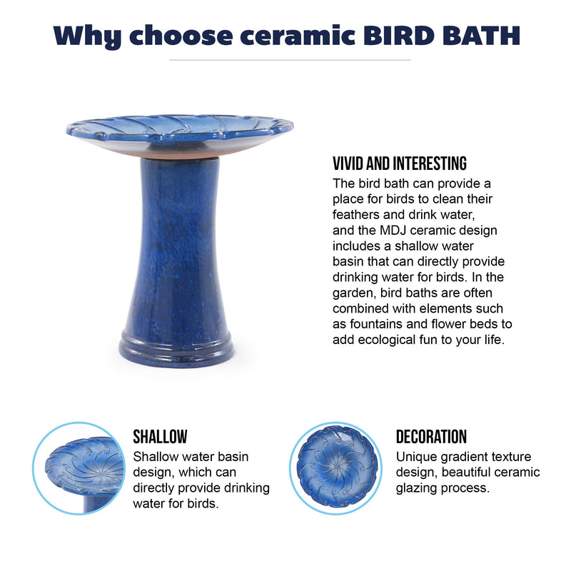 Handmade Glazed Ceramic Bird Bath, Sapphire, photo 7 of 10