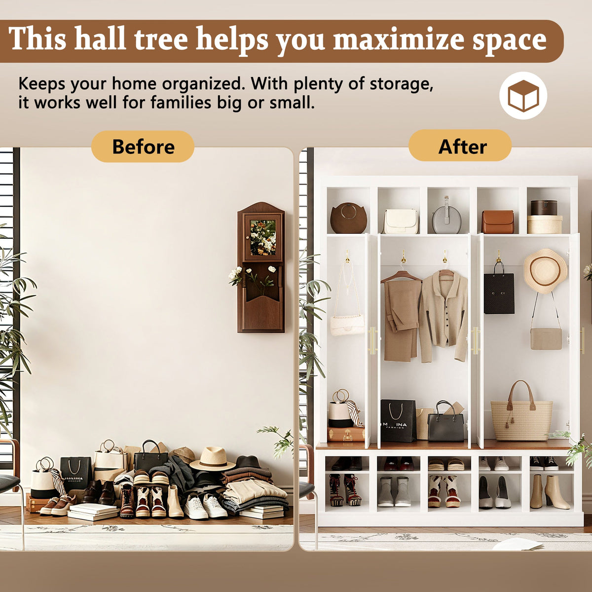 U-Can Farmhouse Entryway Storage Cabinet with Shoe Rack & Display Cubbies, photo 10 of 10