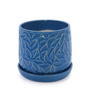 Ceramic Flowerpot, 7" Planter For Patio, Garden, Windowsill (Set of 2) - Antique Navy Blue by Unique Piece Furniture