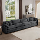 Modern Upholstered 4 Seater Fabric Sofa With Arm And Throw Pillows by HouseOfZazla