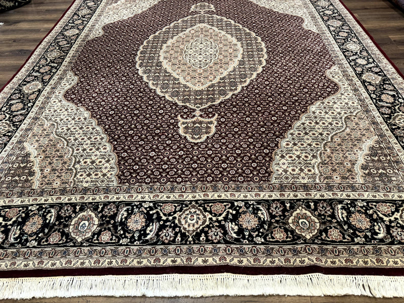 Sino Persian Rug 8x10, Herati, Elegant Oriental Carpet, Dark Maroon