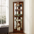 Corner Curio Dispaly Cabinet With Lights, Adjustable Tempered Glass Shelves, Mirrored Back (E26 Light Bulb Not Included) by HouseOfZazla