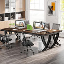 2 Person Desk With X Legs, Extra Long Office Workstation - Brown / Black by HouseOfZazla