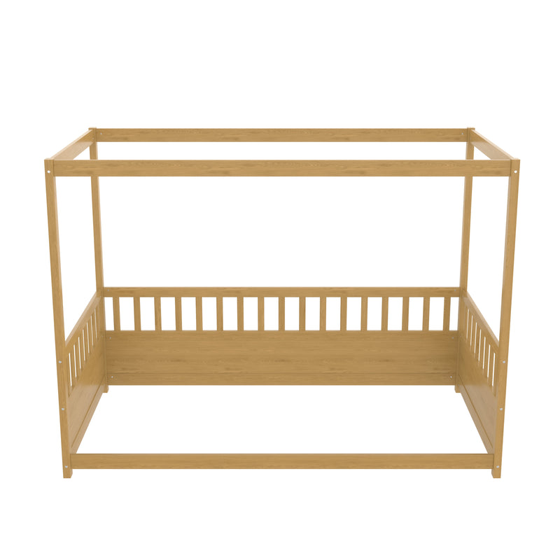 Twin Size Canopy Bed Frame with Guardrails for Kids, photo 8 of 9