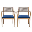 Braided Acacia Wood Outdoor Dining Chairs Set of 2 – Teak Look